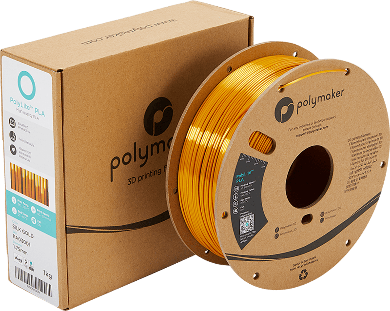 Polymaker – PolyLite Silk PLA Gold – 1,75 mm – 1 kg