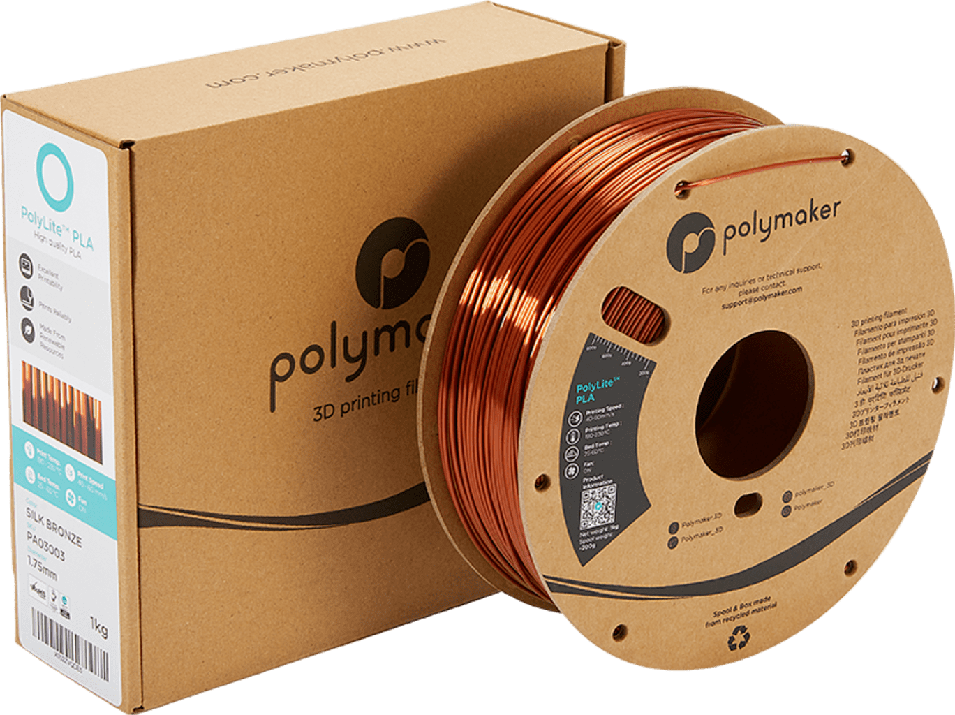 Polymaker – PolyLite Silk PLA Bronze – 1,75 mm – 1,0 kg