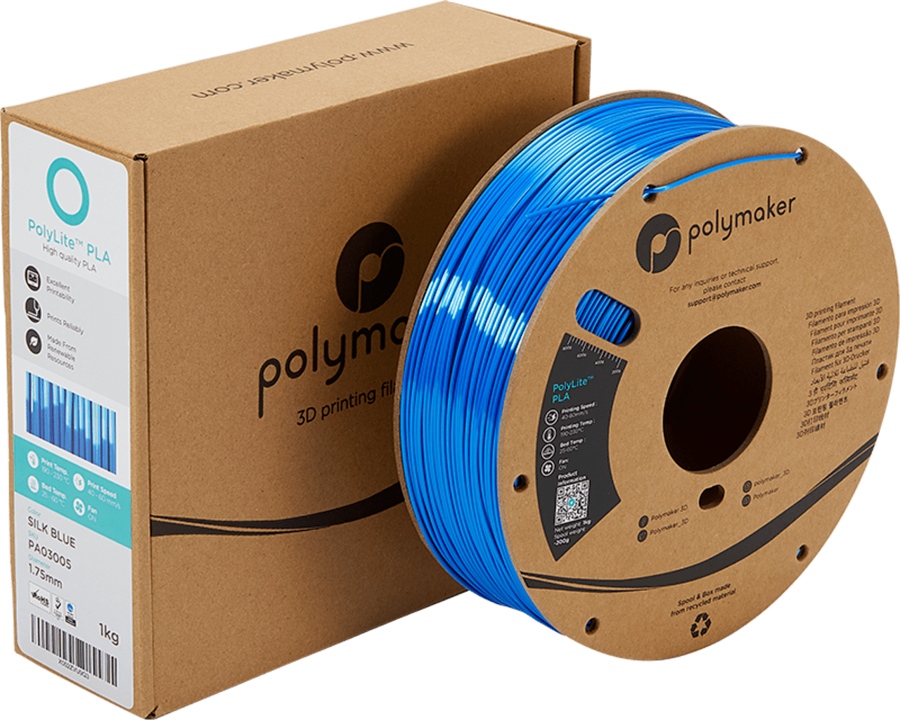 Polymaker – PolyLite Silk PLA Blau – 1,75 mm – 1,0 kg