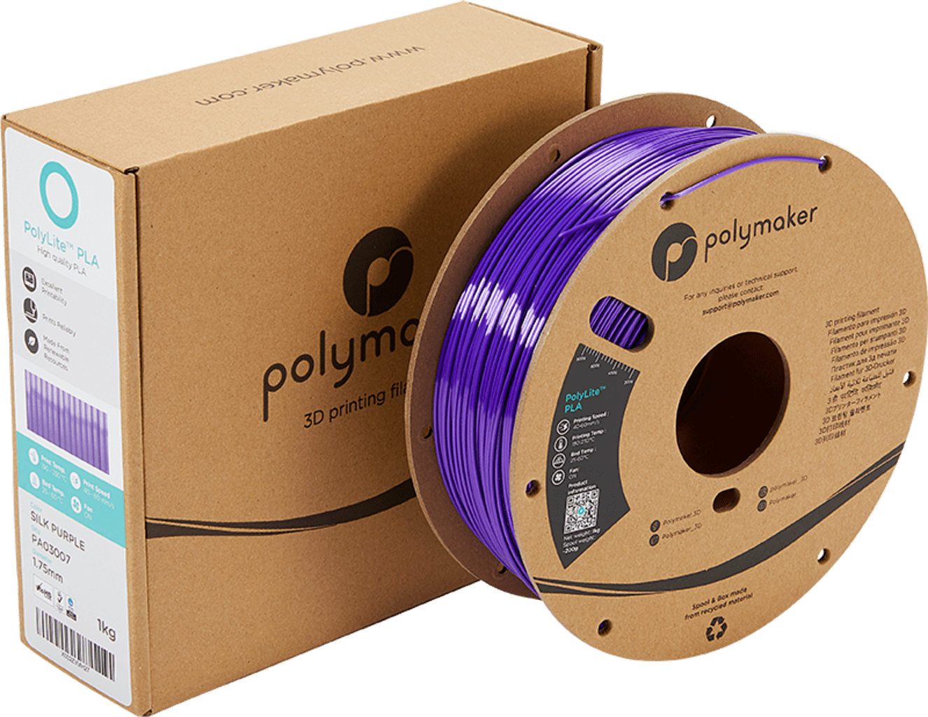 Polymaker – PolyLite Silk PLA Purple – 1,75 mm – 1 kg