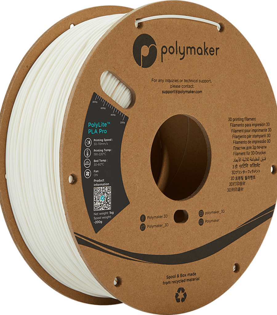 Polymaker – PolyLite PLA PRO White – 1,75 mm – 1 kg