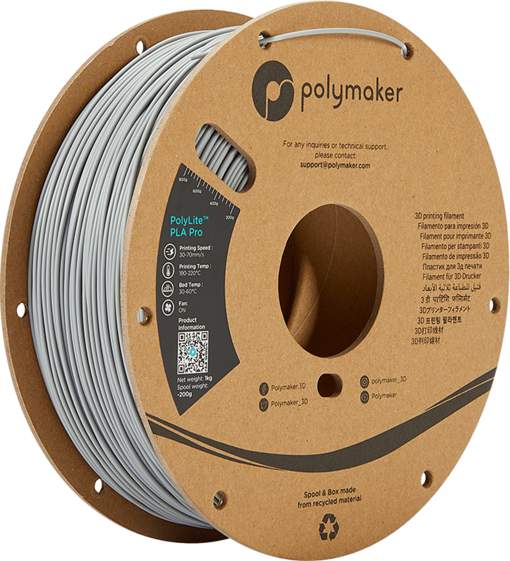 Polymaker – PolyLite PLA PRO Grey – 1,75 mm – 1.0 kg