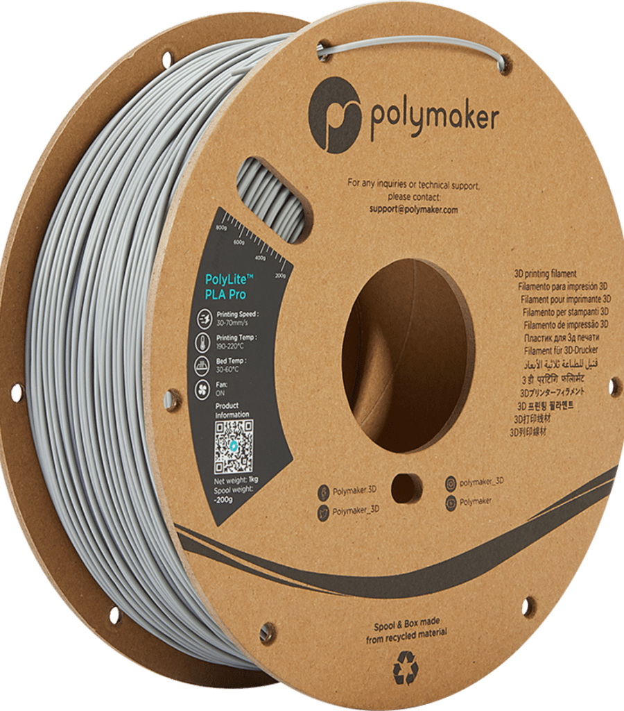 Polymaker – PolyLite PLA PRO Grey – 1,75 mm – 1.0 kg