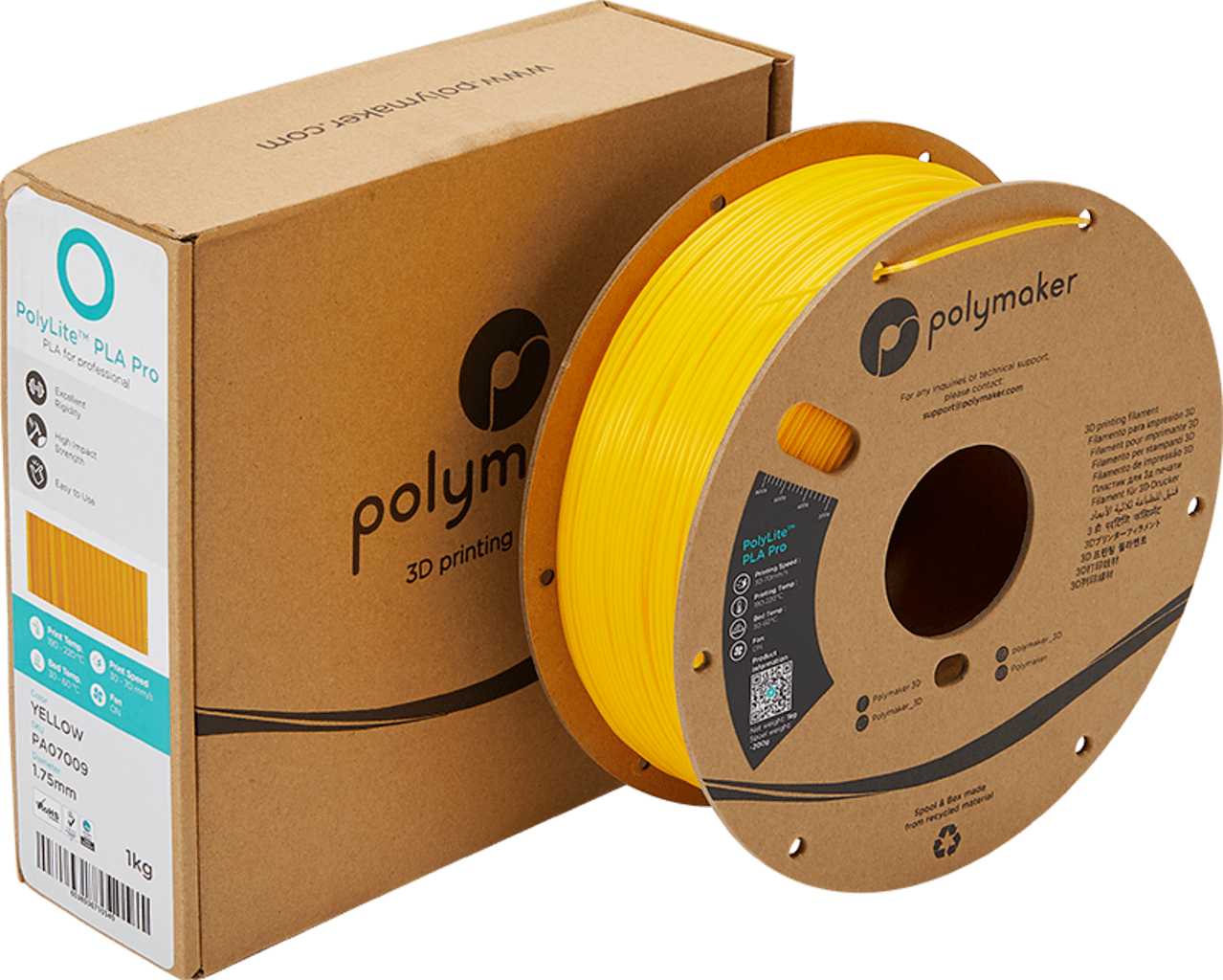 Polymaker – PolyLite PLA PRO Yellow – 1,75 mm – 1,0 kg