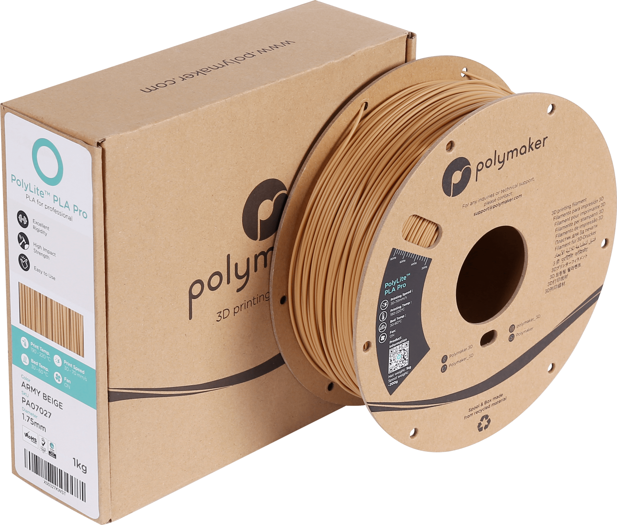 Polymaker – PolyLite PLA PRO Army Beige – 1,75 mm – 1 kg