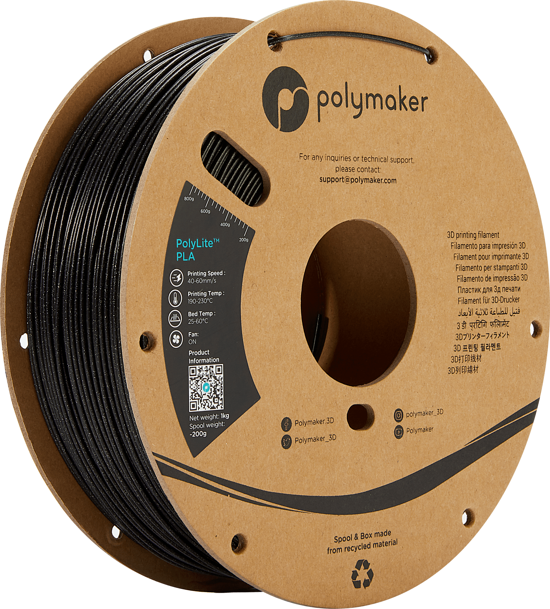 Polymaker – PolyLite PLA Galaxy Black – 1,75 mm – 1,0 kg