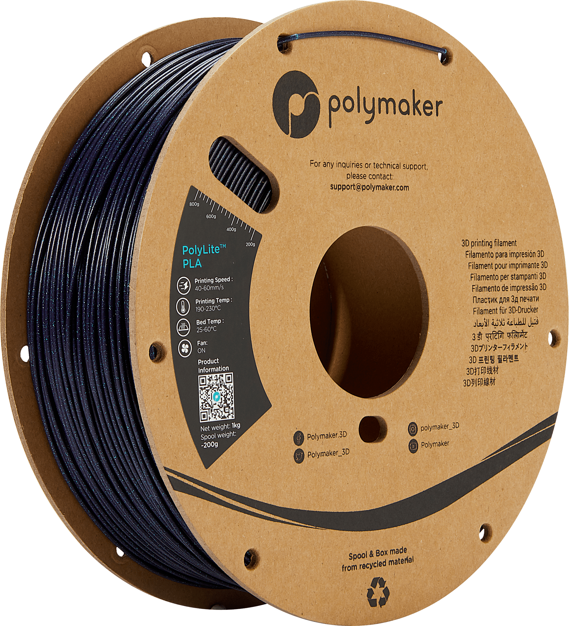 Polymaker – PolyLite PLA Galaxy Dark Blue – 1,75 mm – 1,0 kg