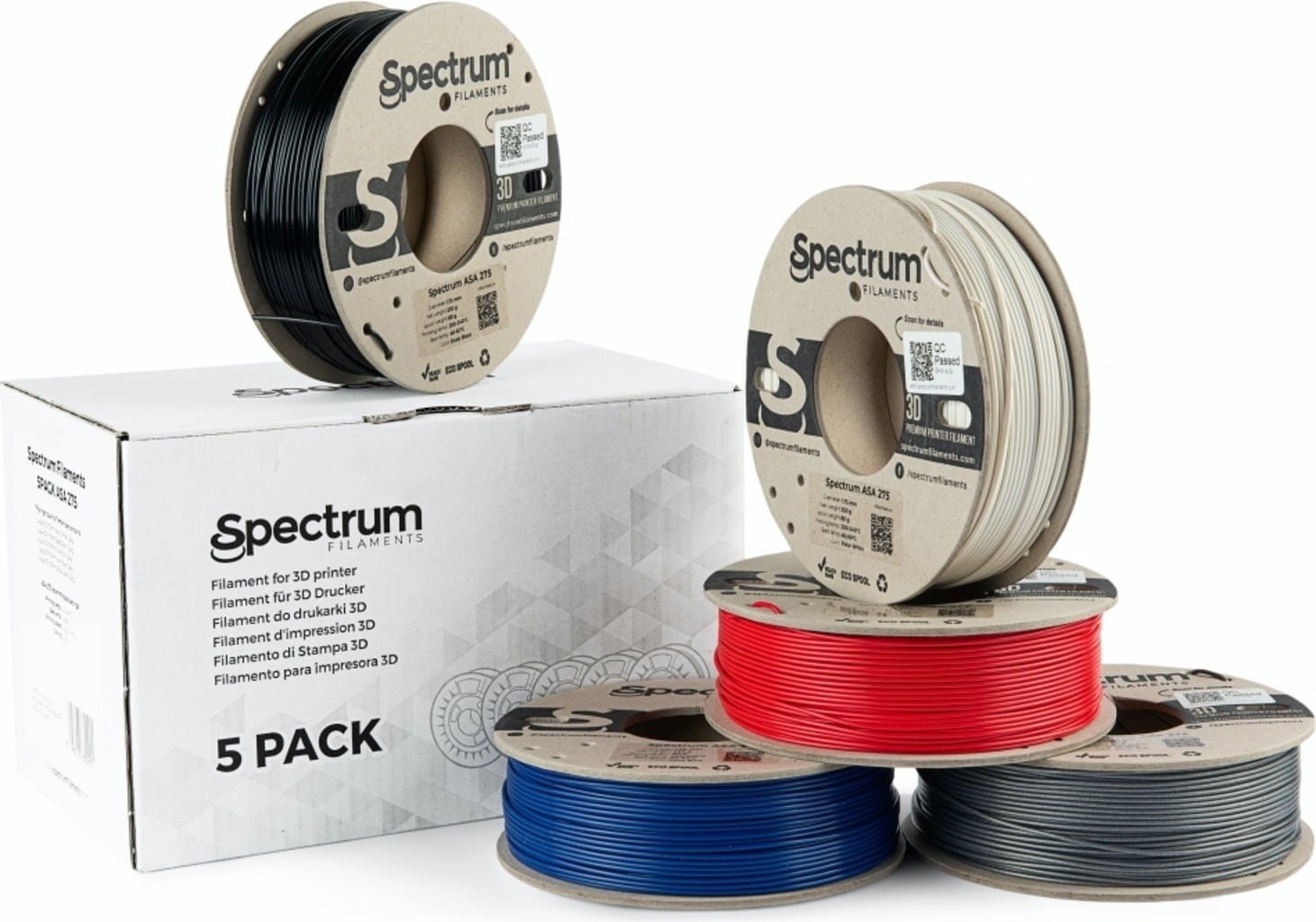Spectrum – ASA Filament Set (5 Farben) – 1,75 mm – 1.25 kg