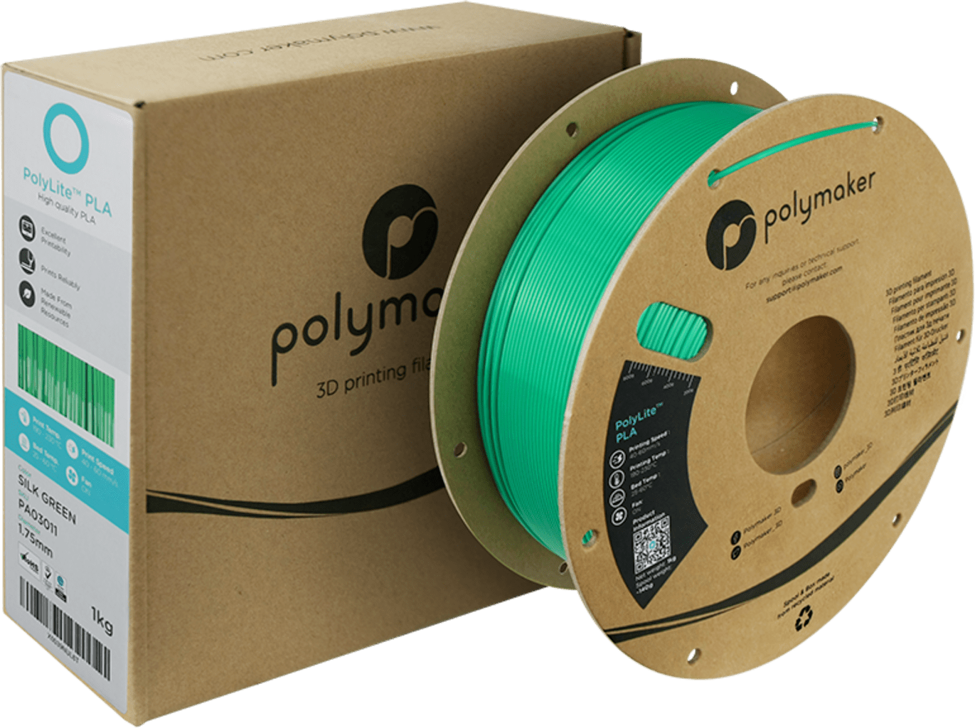 Polymaker – Seidenglanz PLA Grün – 1,75 mm – 1.0 kg