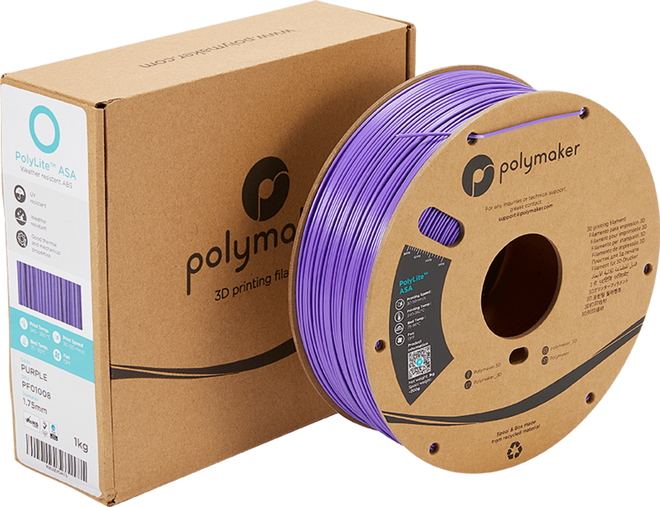 Polymaker – PolyLite ASA Purple – 1,75 mm – 1 kg