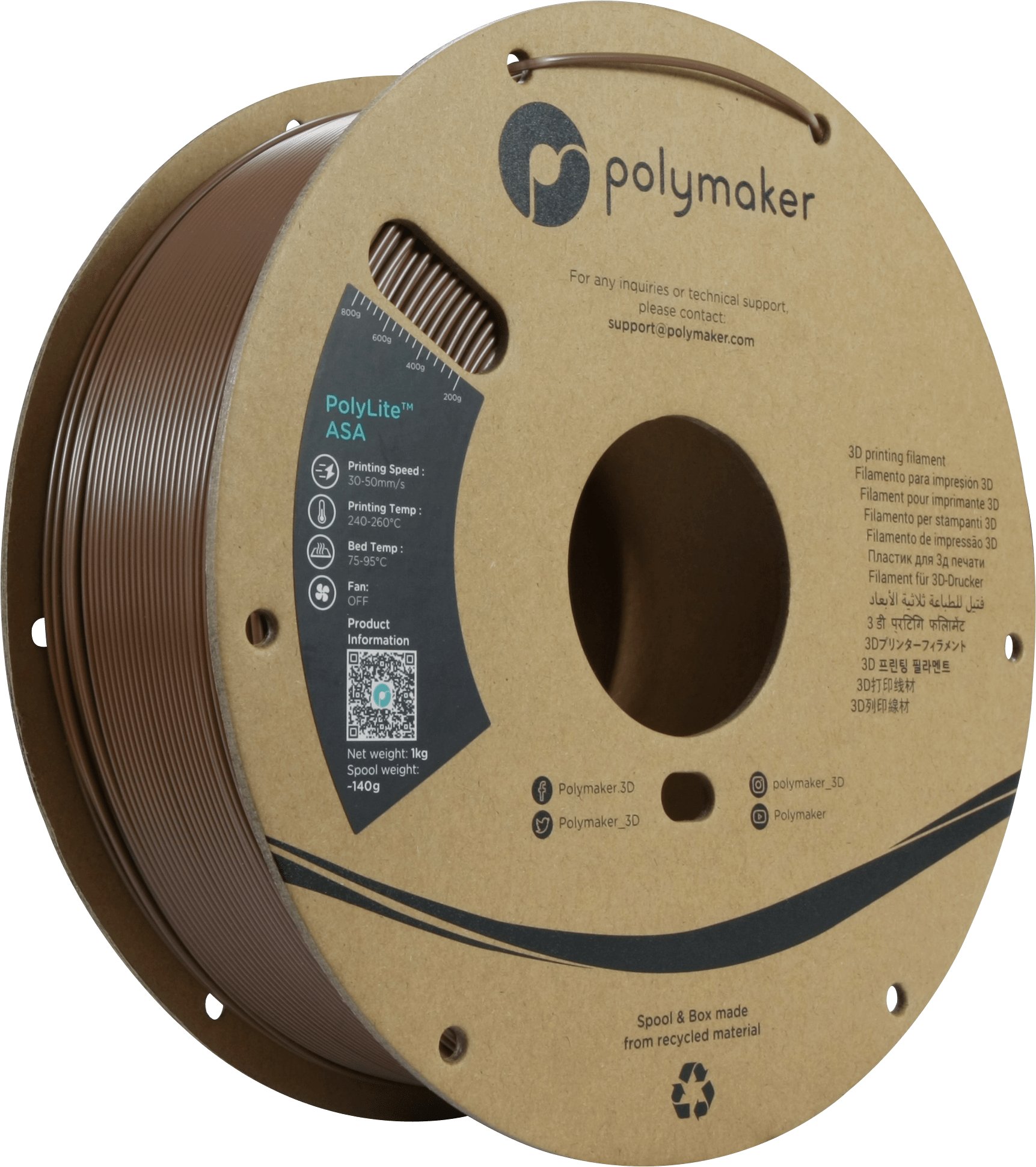 Polymaker – PolyLite ASA Army Brown – 1,75 mm – 1,0 kg