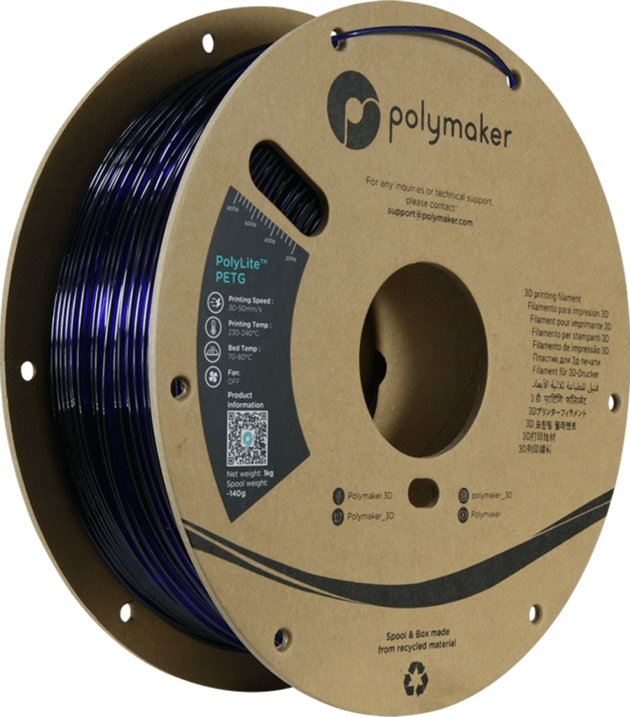 Polymaker – PolyLite PETG Transluzent Blau – 1,75 mm – 1 kg