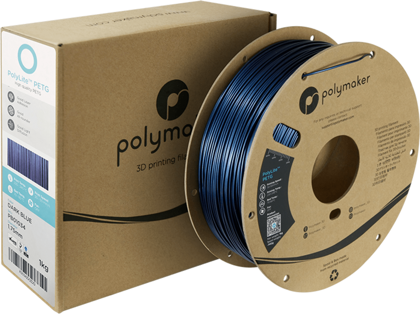 Polymaker – PolyLite PETG Dunkelblau – 1,75 mm – 1 kg