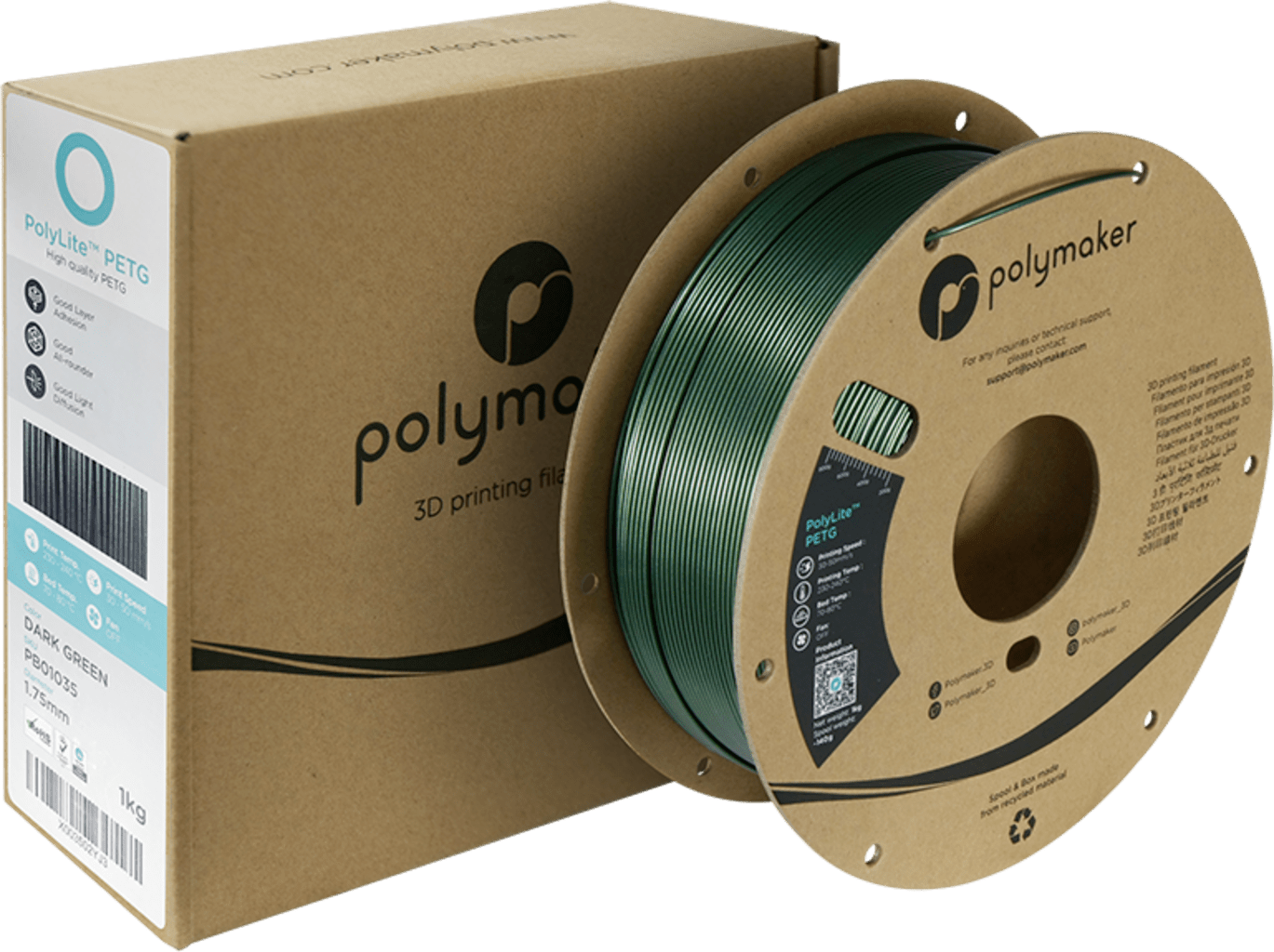 Polymaker – PETG Dunkelgrün – 1,75 mm – 1 kg