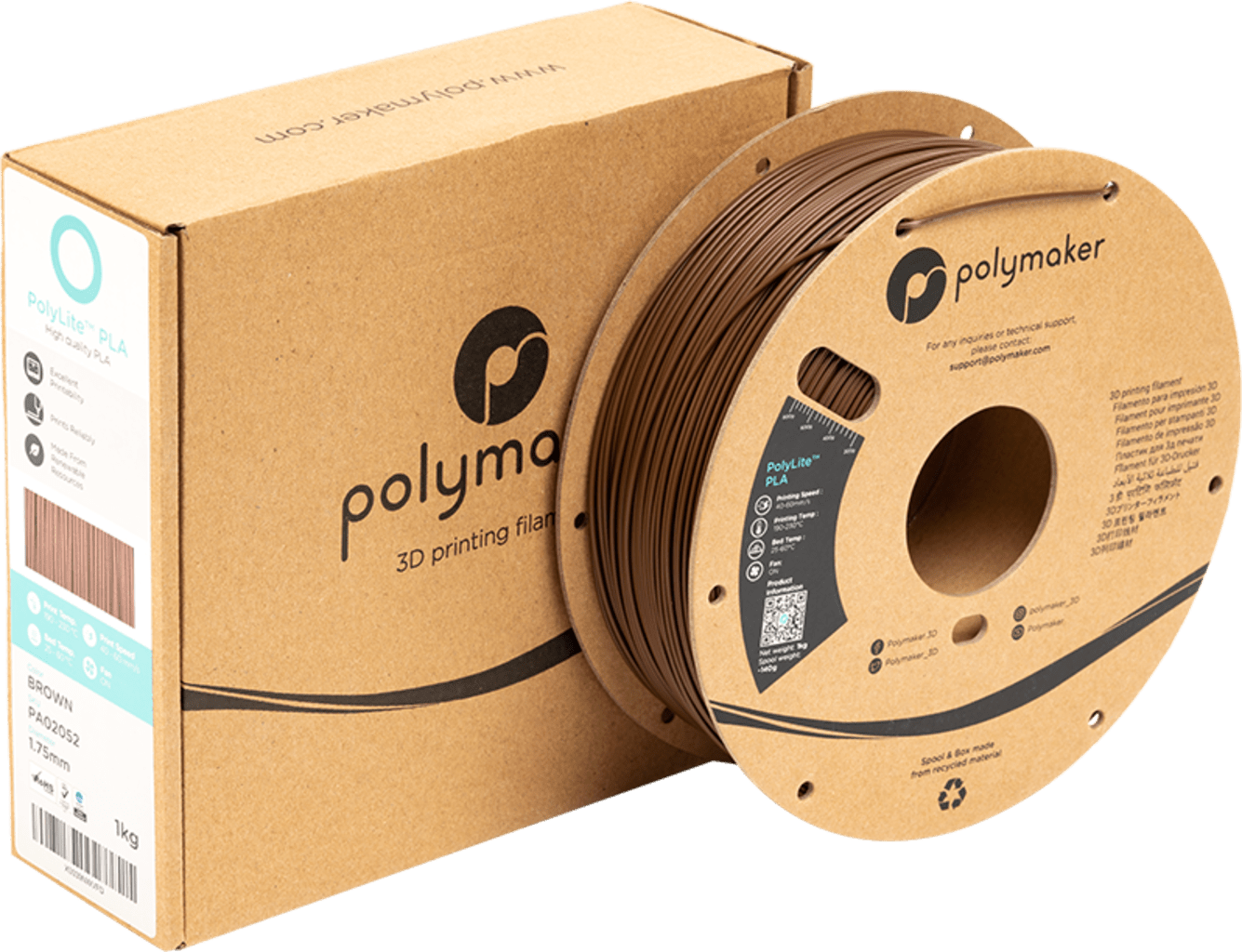 Polymaker – PolyLite PLA Braun – 1,75 mm – 1 kg