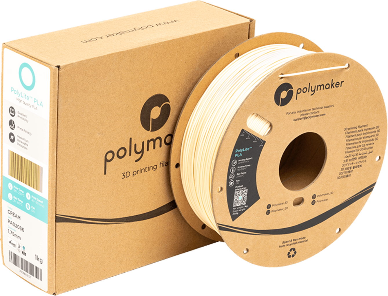 Polymaker – PolyLite PLA Cream – 1,75 mm – 1 kg