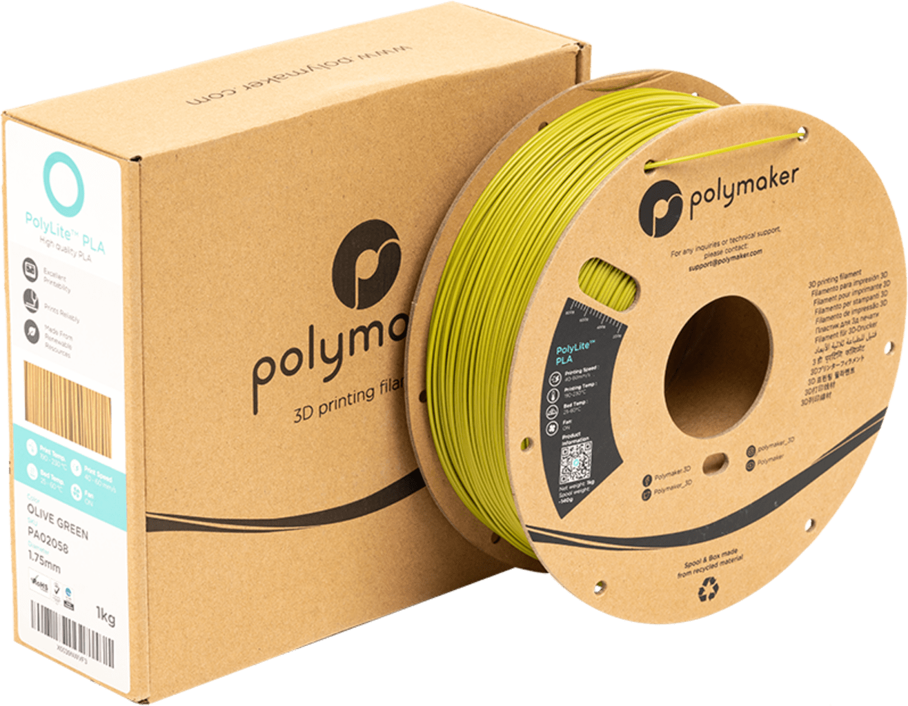Polymaker – PLA Olivgrün – 1,75 mm – 1 kg
