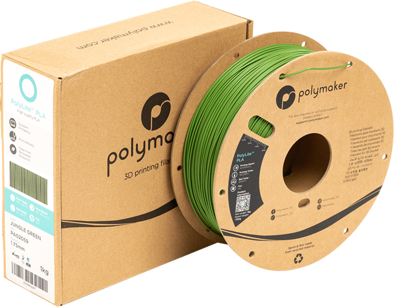 Polymaker – PolyLite PLA Jungle Green – 1,75 mm – 1 kg
