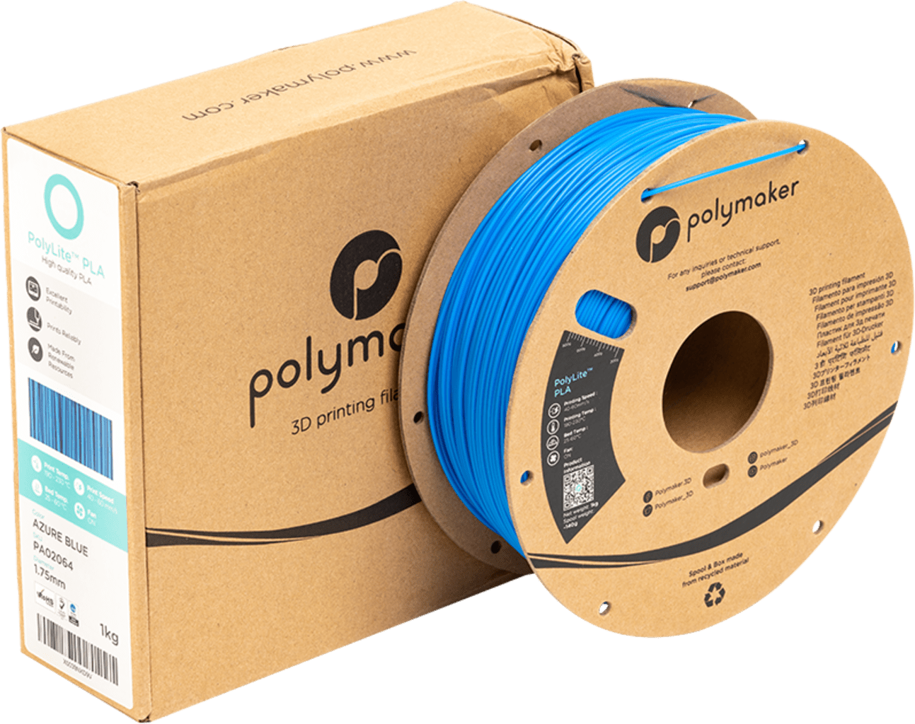 Polymaker – PolyLite PLA Azure Blue – 1,75 mm – 1,0 kg
