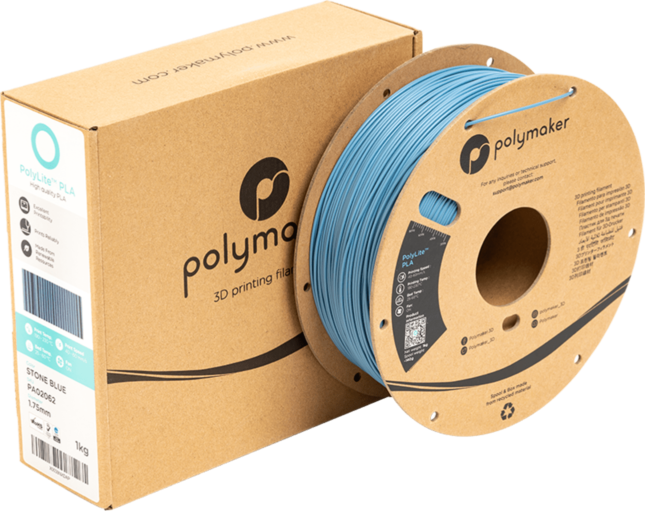Polymaker – PolyLite PLA Stone Blue – 1,75 mm – 1 kg