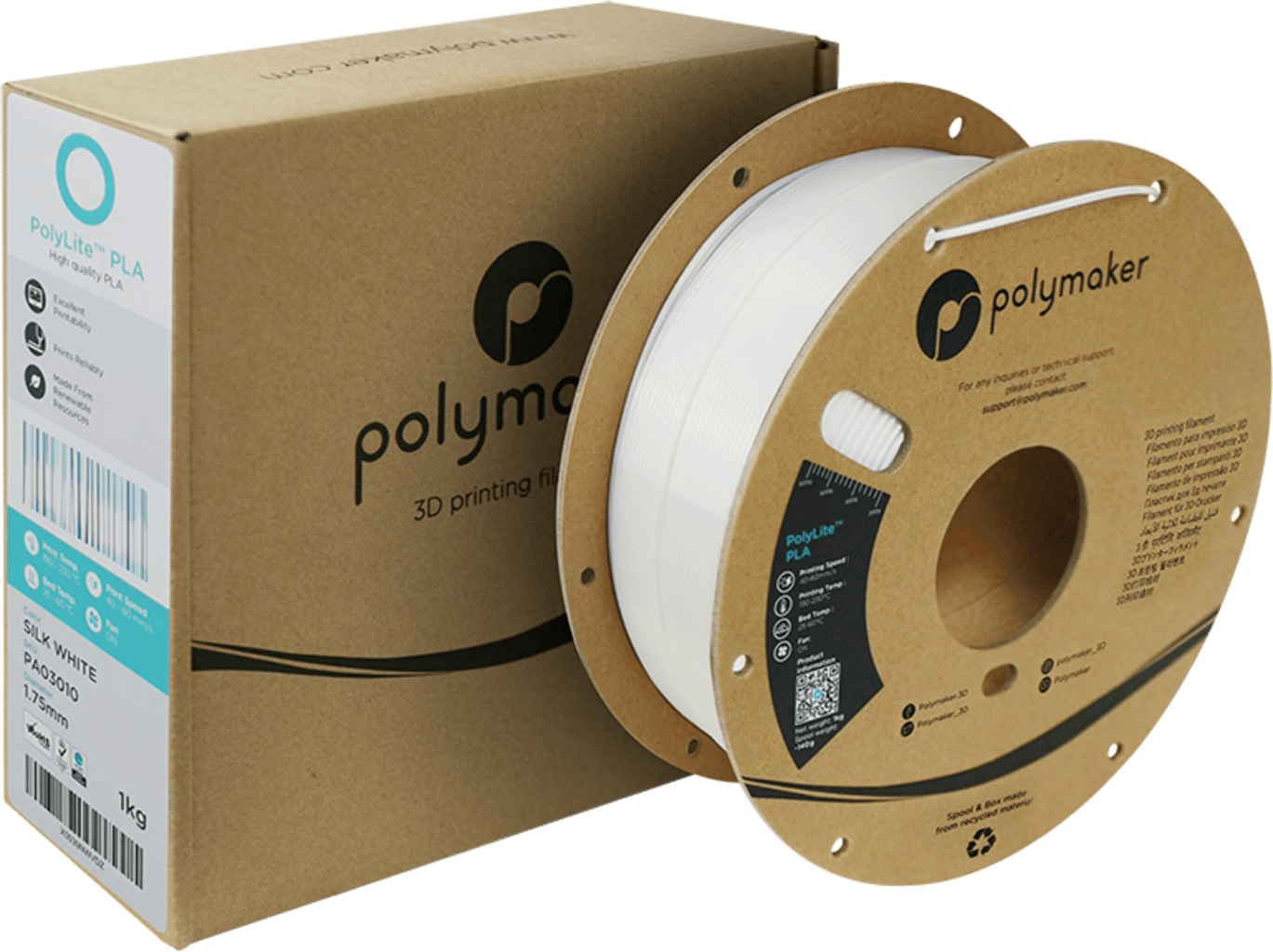 Polymaker – Seiden PLA Weiß – 1,75 mm – 1 kg