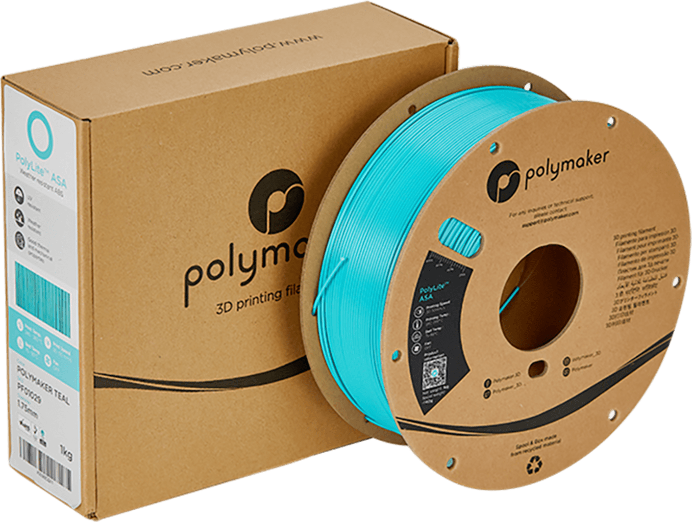 Polymaker – PolyLite ASA Teal – 1,75 mm – 1 kg