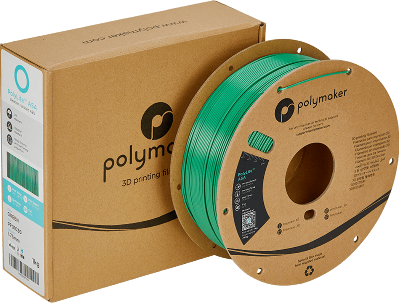 Polymaker – PolyLite ASA Grün – 1,75 mm – 1 kg