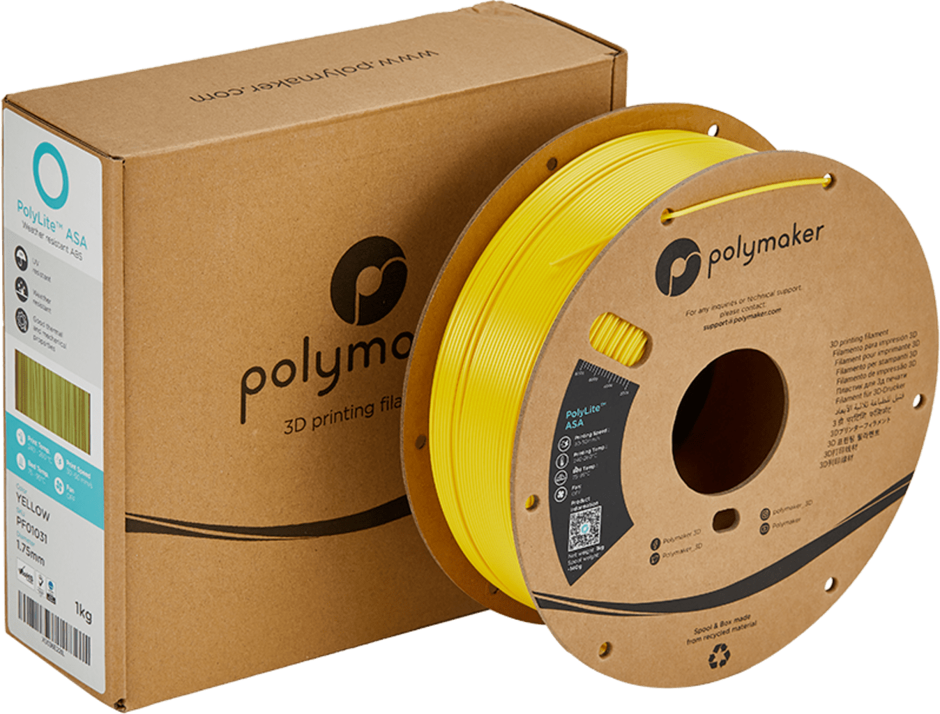 Polymaker – PolyLite ASA Yellow – 1,75 mm – 1 kg