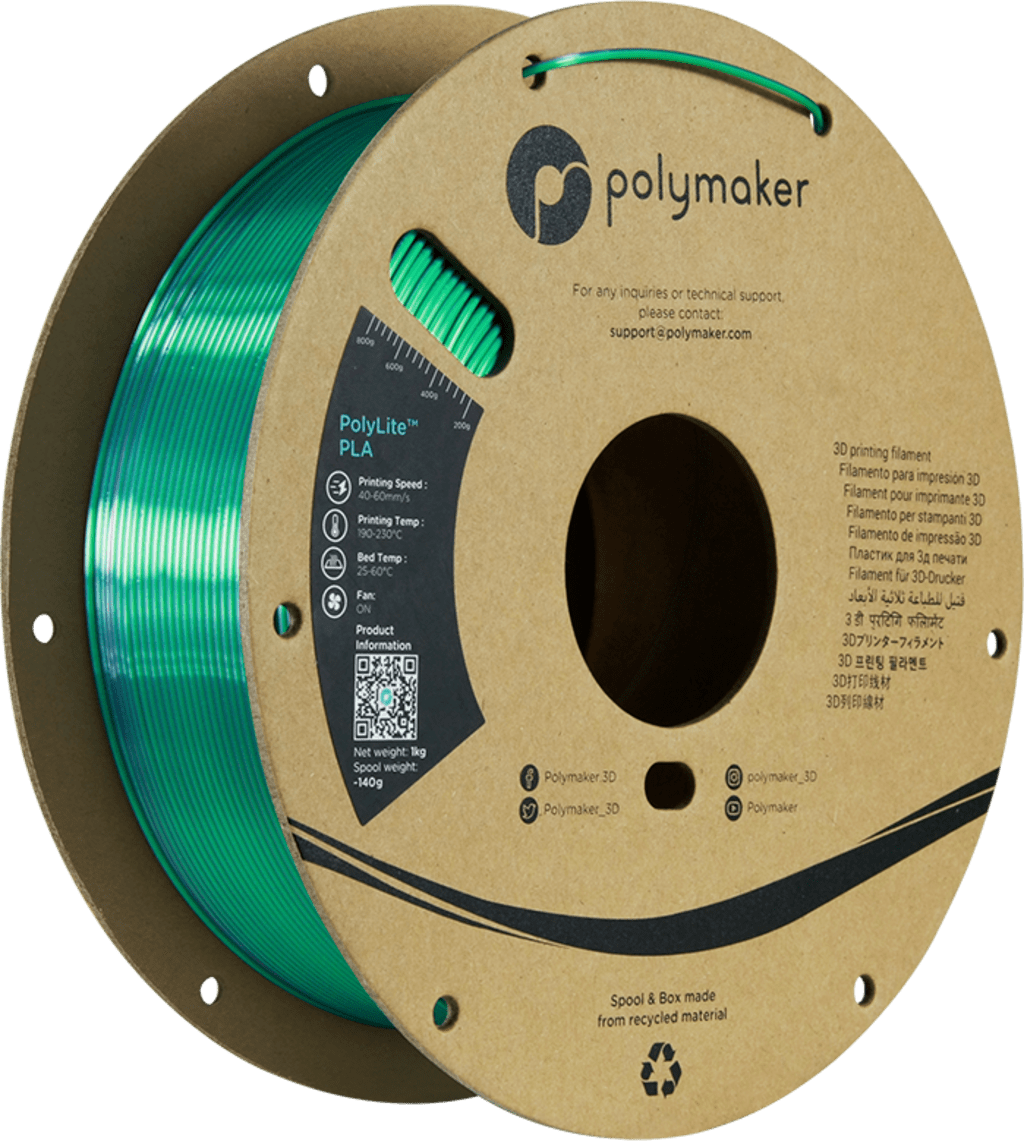 Polymaker – Dual Silk PLA Jadeite Green-Chrome – 1,75 mm – 1 kg