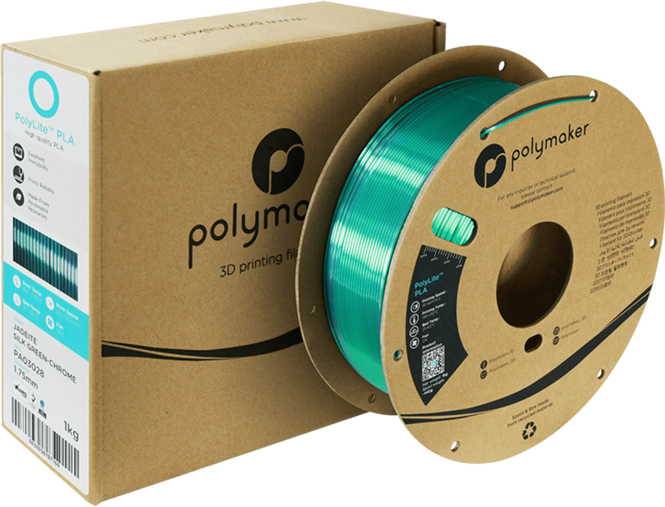 Polymaker – Dual Silk PLA Jadeite Green-Chrome – 1,75 mm – 1 kg