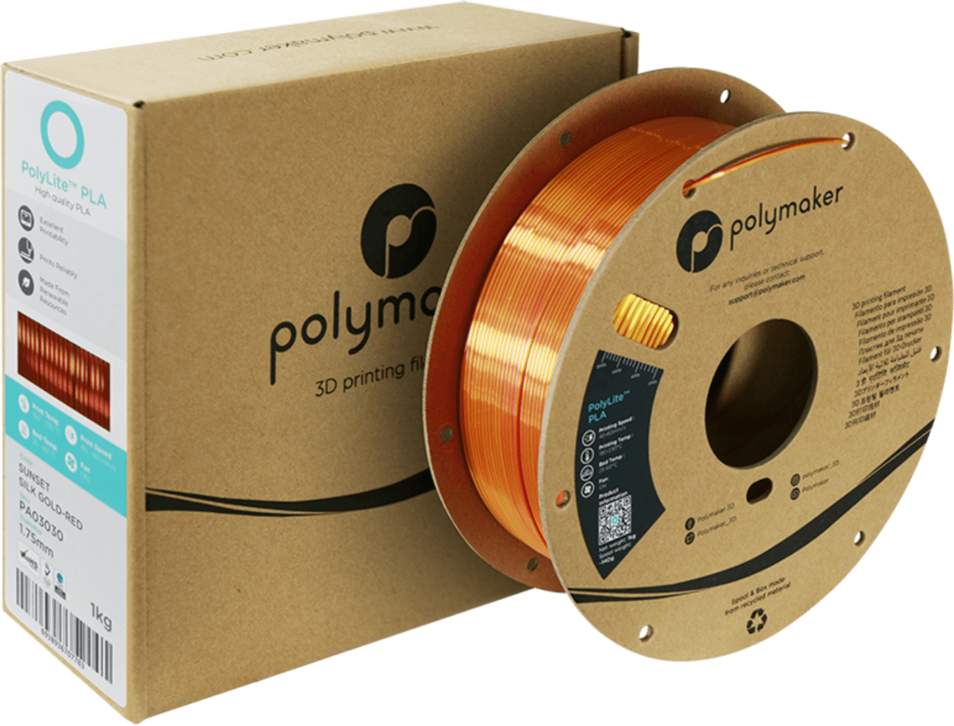 Polymaker – Dual Silk PLA Sunset Gold-Red – 1,75 mm – 1 kg