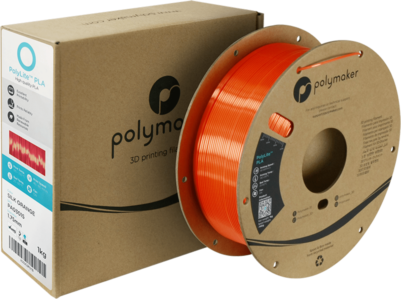 Polymaker – PolyLite Silk PLA Orange – 1,75 mm – 1 kg