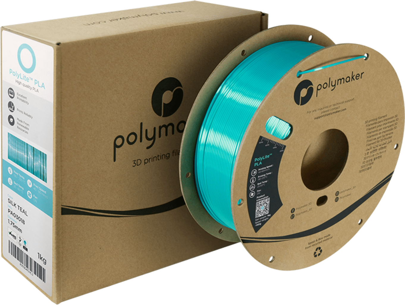 Polymaker – Seidenglanz PLA Türkis – 1,75 mm – 1,0 kg