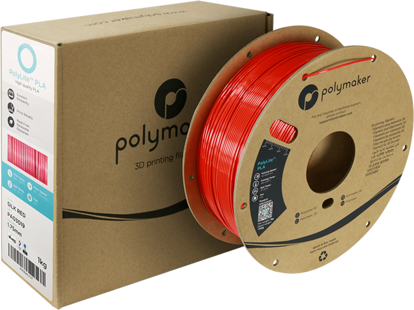 Polymaker – PolyLite Silk PLA Red – 1,75 mm – 1,0 kg