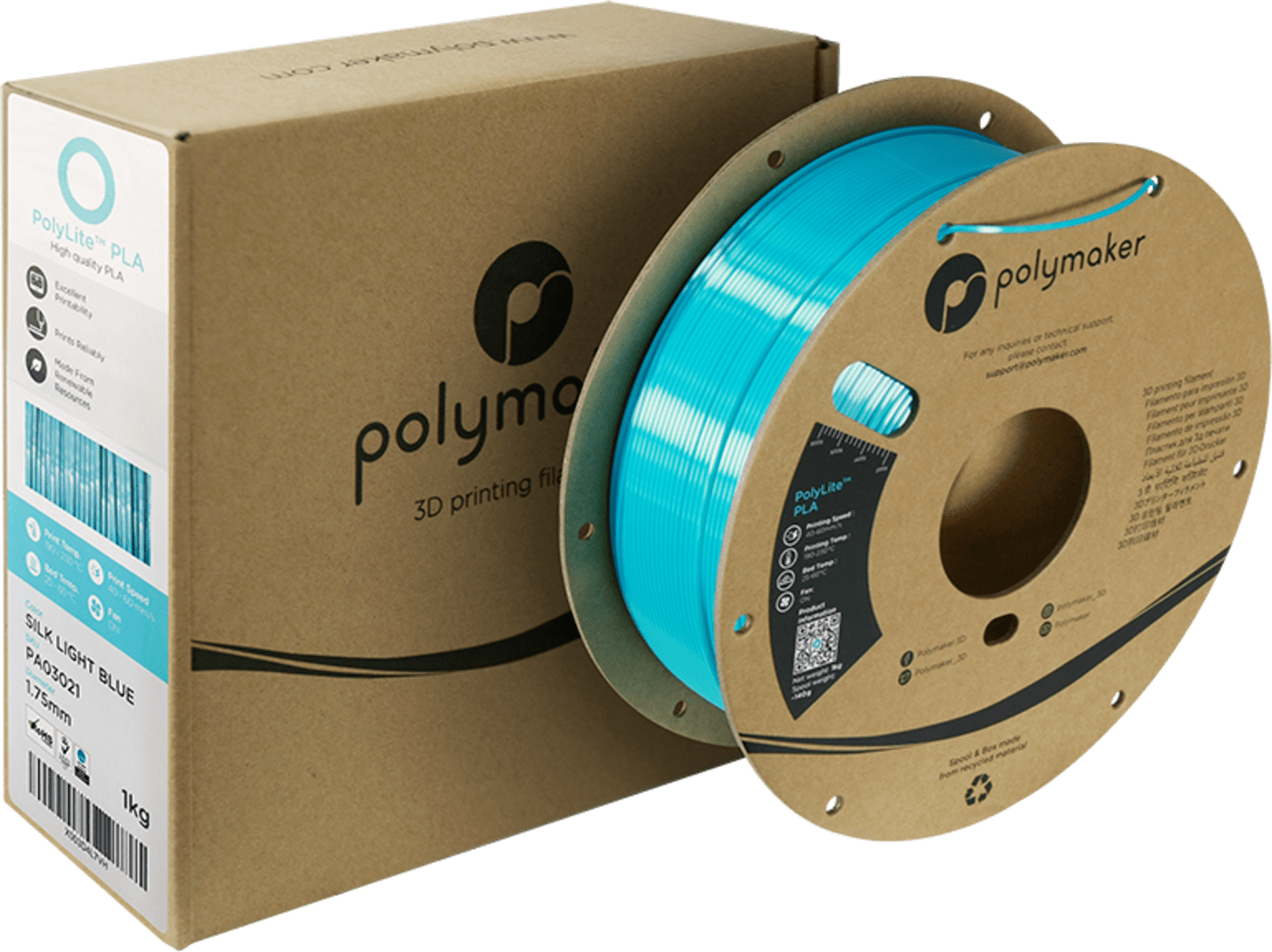 Polymaker – Silk PLA Hellblau – 1,75 mm – 1,0 kg