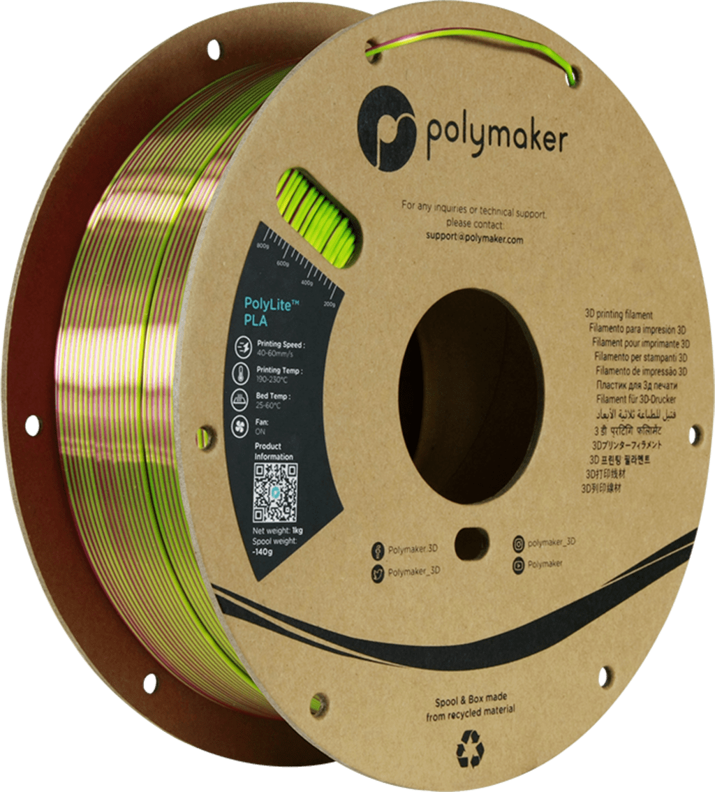 Polymaker – Dual Silk PLA Aubergine Lime-Magenta – 1,75 mm – 1 kg
