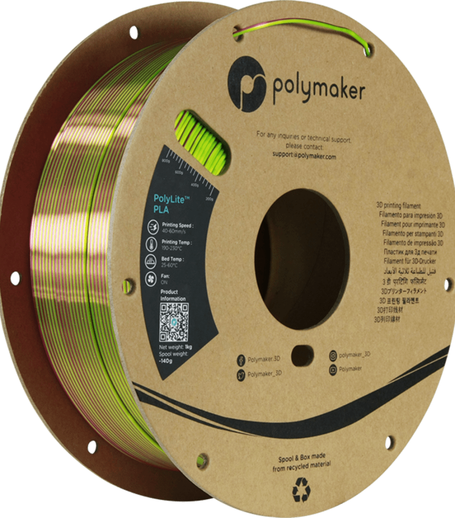 Polymaker – Dual Silk PLA Aubergine Lime-Magenta – 1,75 mm – 1 kg