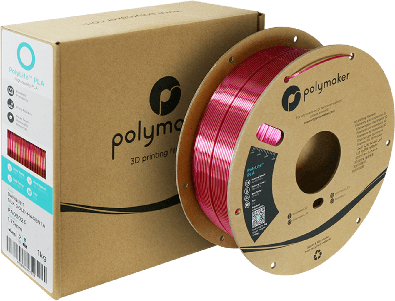 Polymaker – PolyLite Dual Silk PLA Gold-Magenta – 1,75 mm – 1 kg