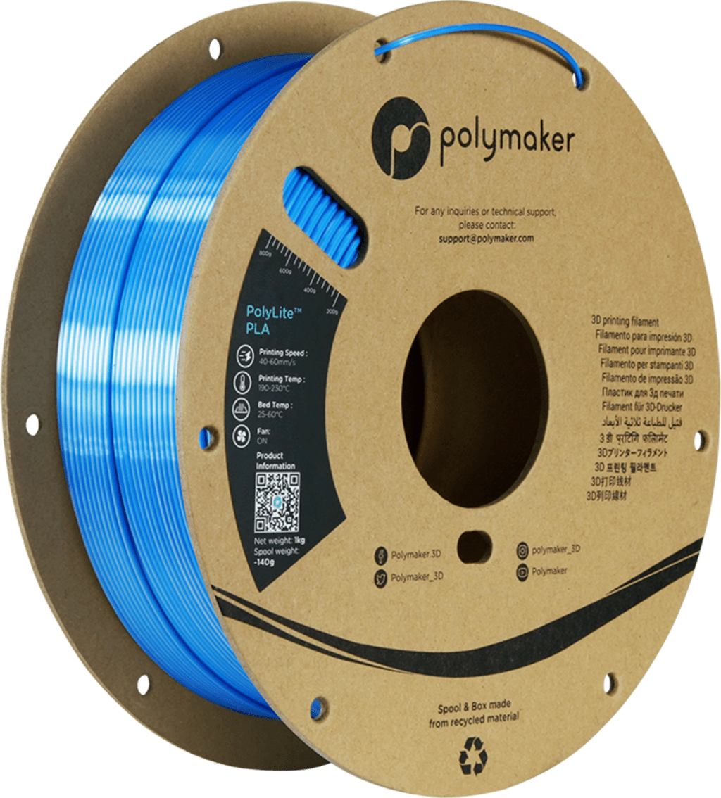 Polymaker – PolyLite Dual Silk PLA Beluga Silver-Blue – 1,75 mm – 1 kg