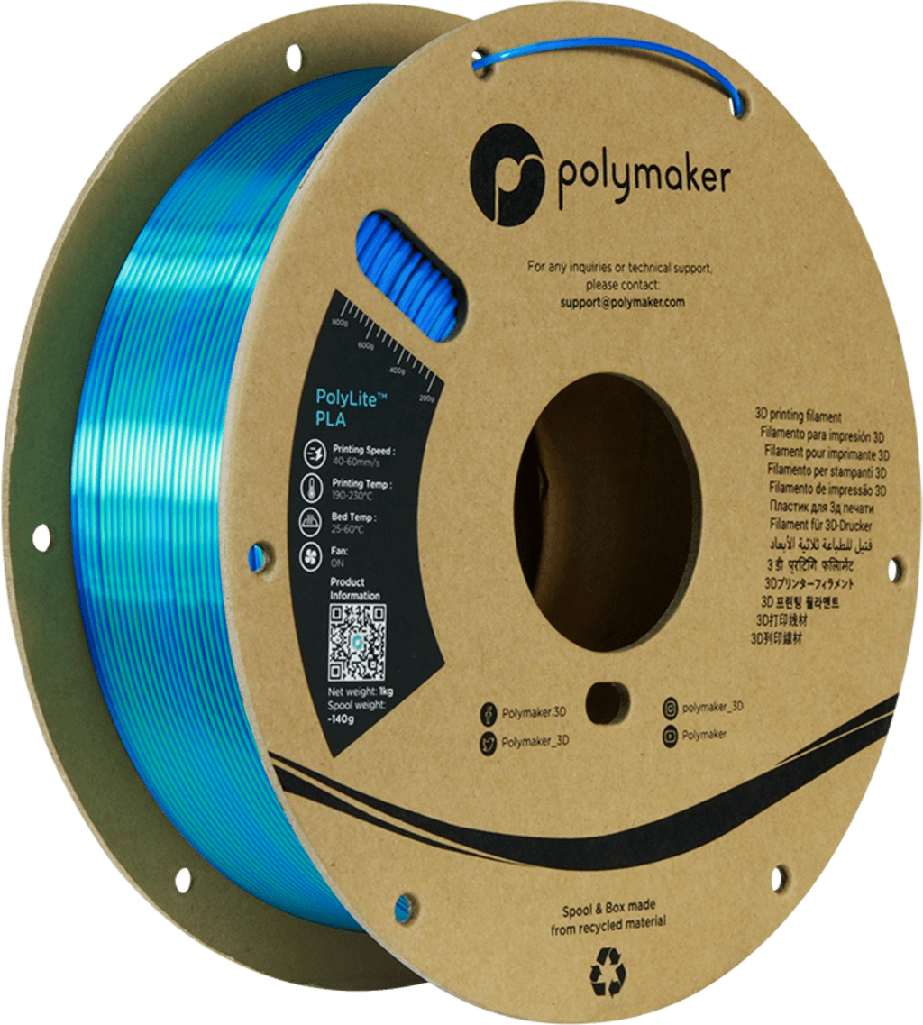 Polymaker – PolyLite Dual Silk PLA Caribbean Sea Blue-Green – 1,75 mm – 1 kg