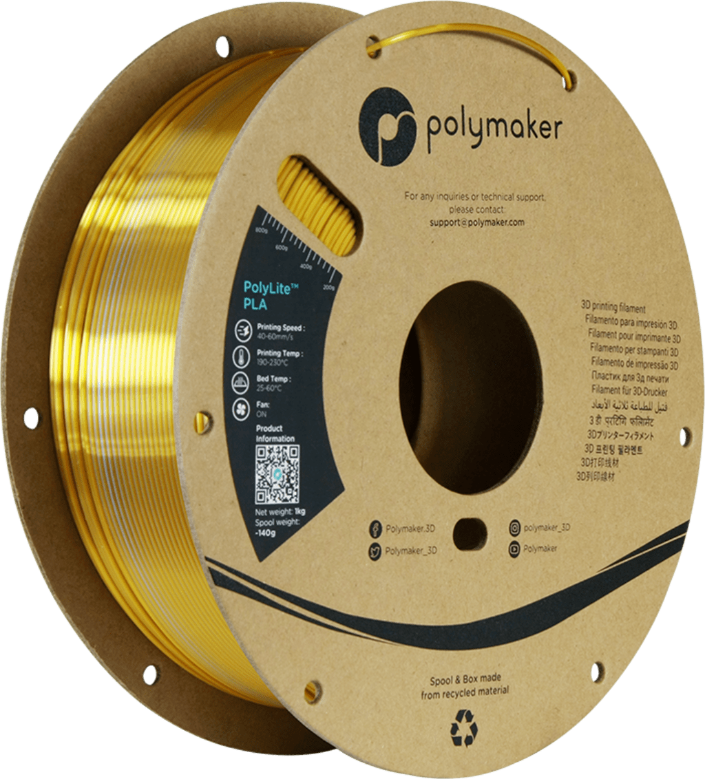 Polymaker – PolyLite Dual Silk PLA Crown Gold-Silver – 1,75 mm – 1 kg