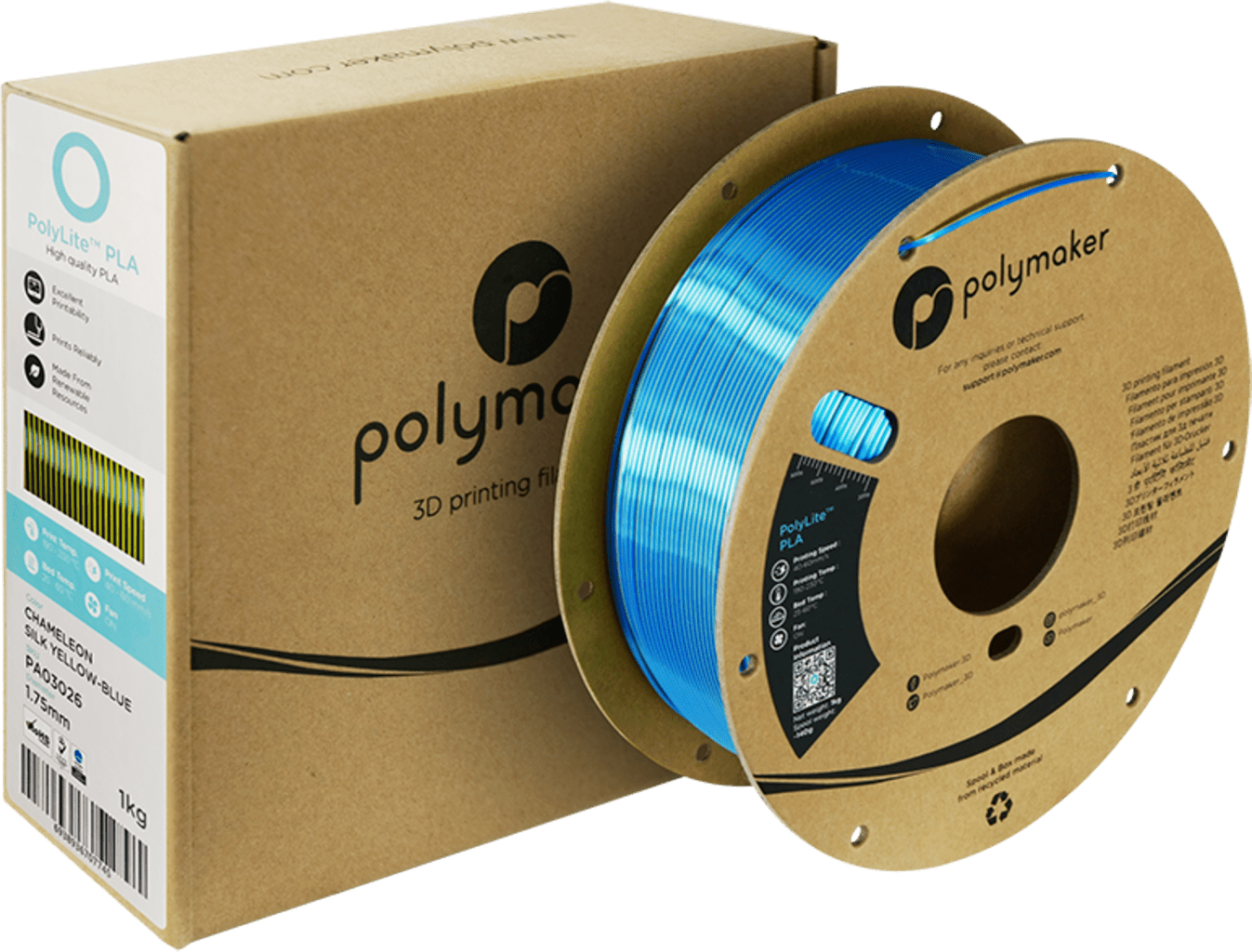 Polymaker – Dual Silk PLA Gelb-Blau – 1,75 mm – 1 kg
