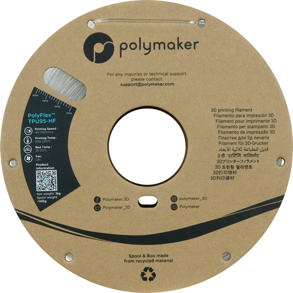 Polymaker – PolyFlex TPU95-HF Clear – 1,75 mm – 1.0 kg