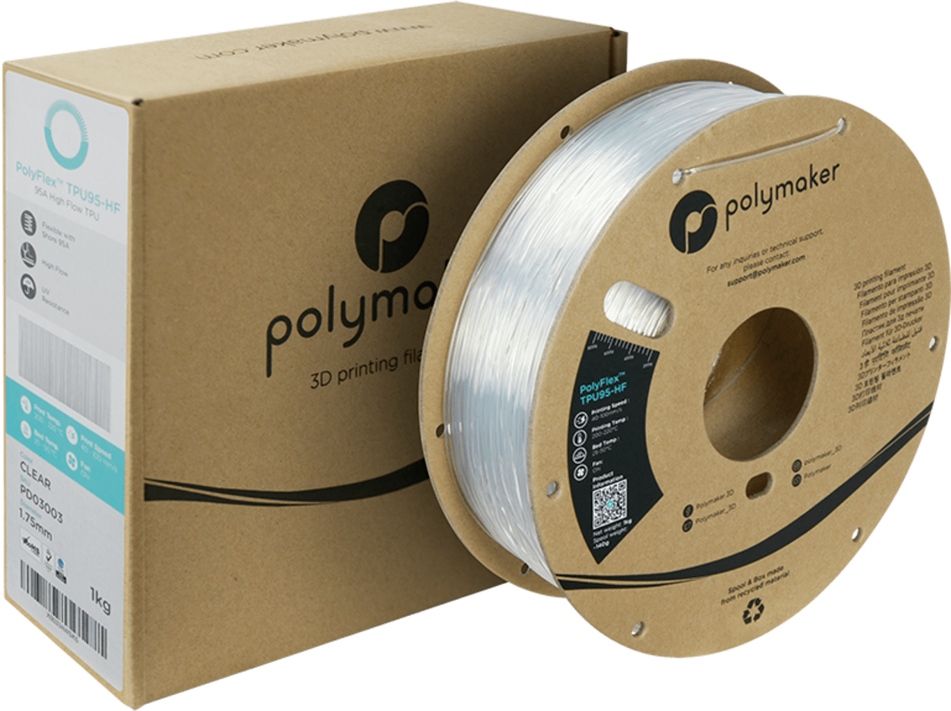 Polymaker – PolyFlex TPU95-HF Clear – 1,75 mm – 1.0 kg