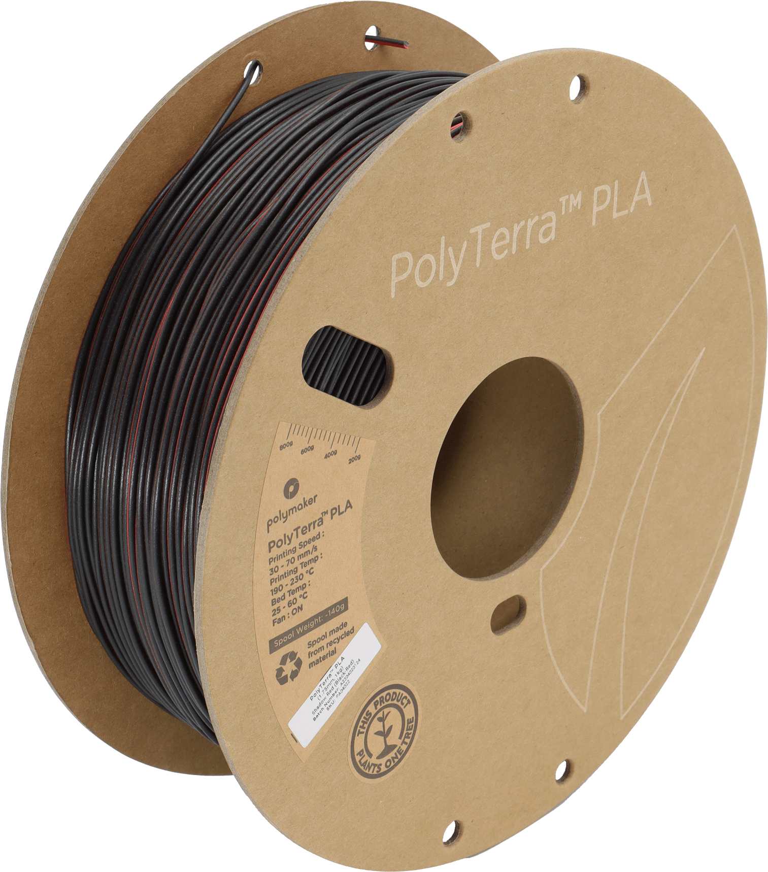 Polymaker – PolyTerra PLA Zweifarbig Rot-Schwarz – 1,75 mm – 1 kg