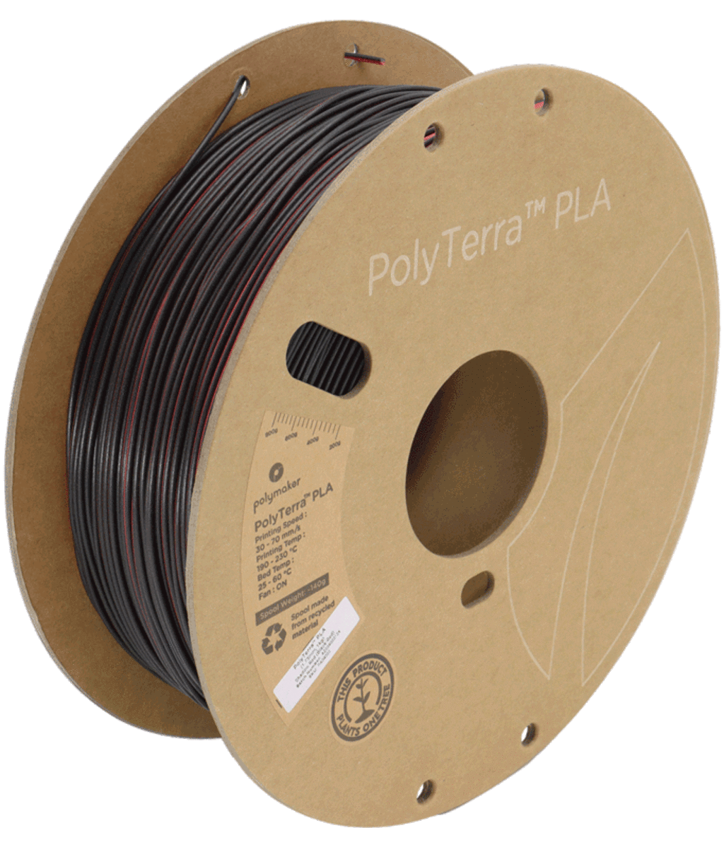 Polymaker – PolyTerra PLA Zweifarbig Rot-Schwarz – 1,75 mm – 1 kg