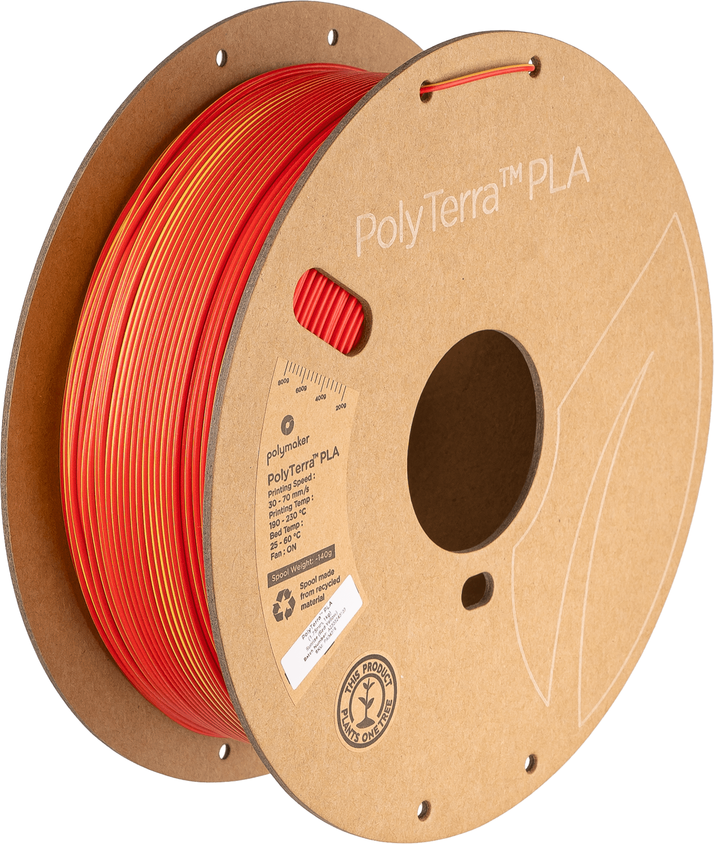 Polymaker – PolyTerra PLA Zweifarbig Rot-Gelb – 1,75 mm – 1 kg