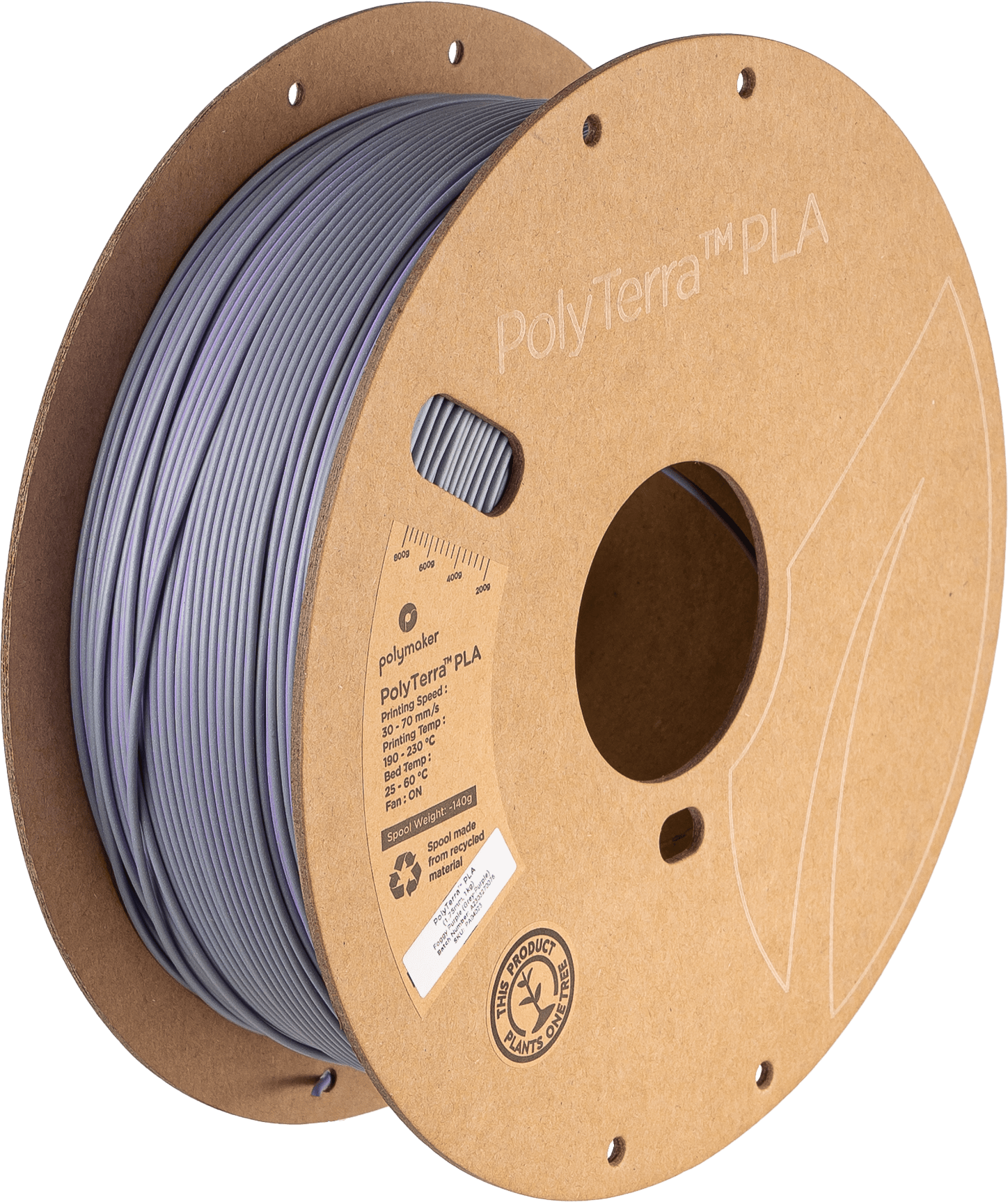 Polymaker – PolyTerra PLA Zweifarbig Neblig Lila Grau-Lila – 1,75 mm – 1,0 kg