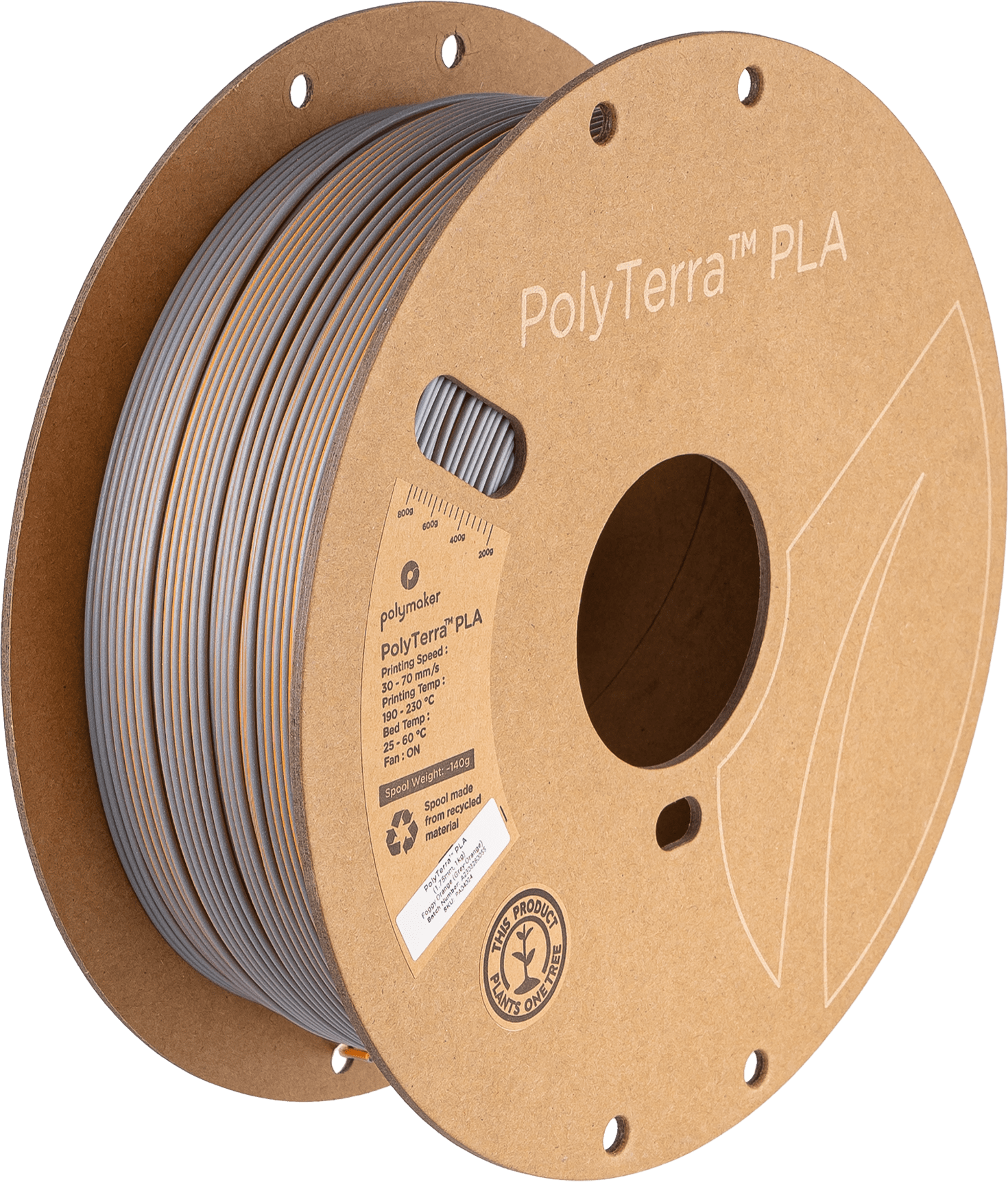 Polymaker – PolyTerra PLA Dual Grau-Orange – 1,75 mm – 1,0 kg