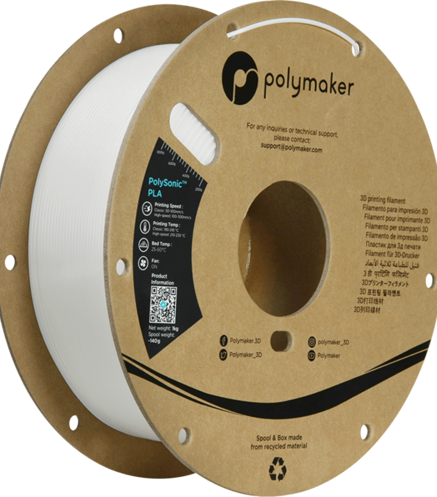 Polymaker – PolySonic PLA White – 1,75 mm – 1 kg